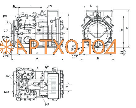 Компрессор Q7-33.1Y (R-404A, R-507, R-134a, R-407C MBP) Frascold